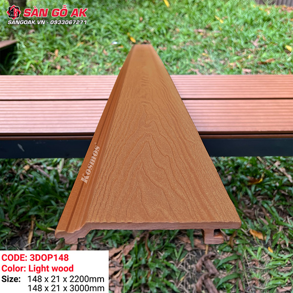 Tấm ốp gỗ nhựa ngoài trời Kosmos vân 3D 3DOP148X3M Light Wood