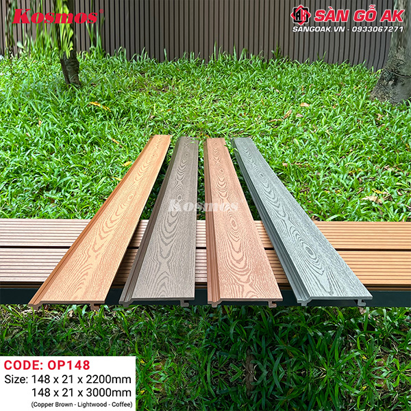 Tấm ốp gỗ nhựa ngoài trời Kosmos OP148X3M Light Wood