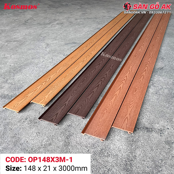 Tấm ốp gỗ nhựa ngoài trời Kosmos OP148X3M Light Wood
