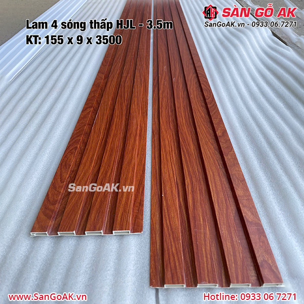 Tấm ốp lam 4 sóng thấp giá rẻ HY107-808 vân gỗ đỏ cam