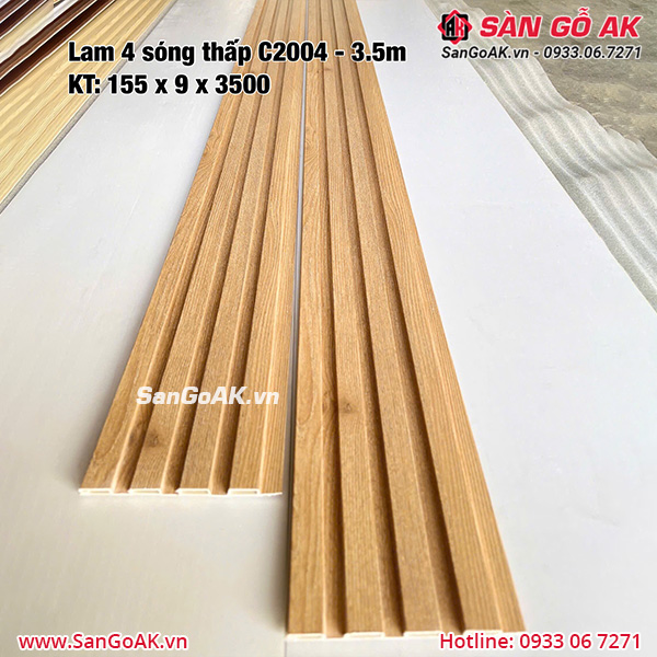 Tấm ốp lam 4 sóng thấp giá rẻ C2004-807 vân gỗ vàng nhạt