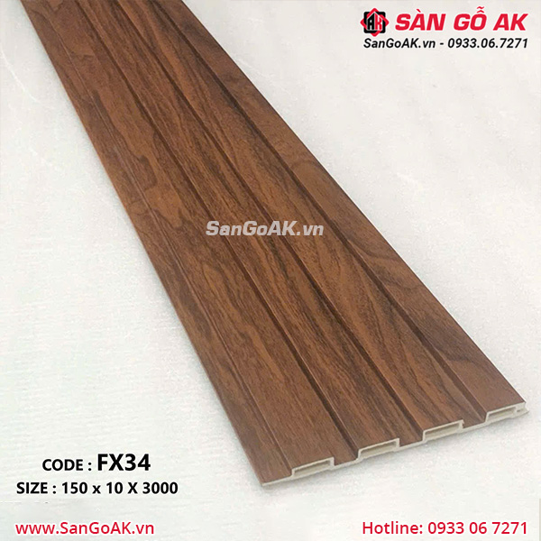 Tấm ốp lam 4 sóng thấp giá rẻ FX34 vân gỗ nâu đỏ