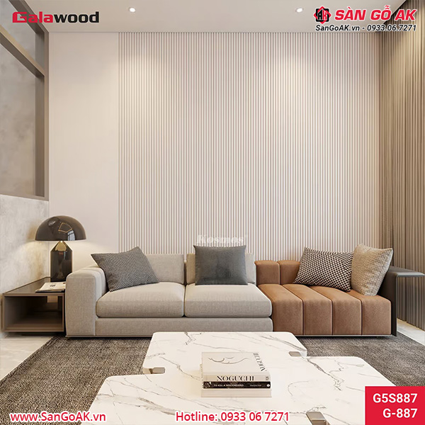 Lam sóng than tre Galawood G5S887 vân đơn sắc ánh kim trắng