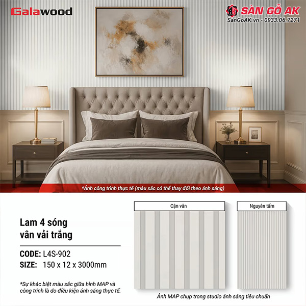 Lam 4 sóng Galawood L4S-902 vân vải trắng