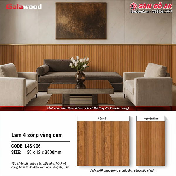 Lam 4 sóng Galawood L4S-906 vân gỗ vàng cam