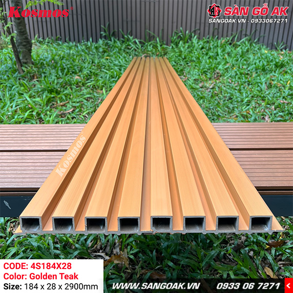 Lam 4 sóng gỗ nhựa ngoài trời ASA Kosmos 4S184X28 Golden Teak