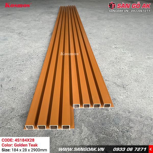 Lam 4 sóng gỗ nhựa ngoài trời ASA Kosmos 4S184X28 Golden Teak