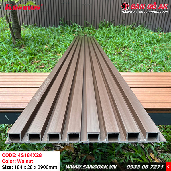 Lam 4 sóng gỗ nhựa ngoài trời ASA Kosmos 4S184X28 Walnut