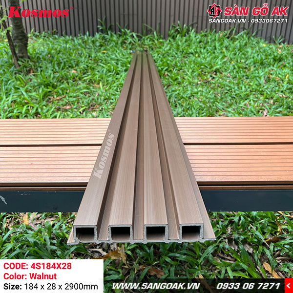 Lam 4 sóng gỗ nhựa ngoài trời ASA Kosmos 4S184X28 Walnut