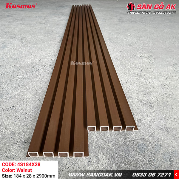 Lam 4 sóng gỗ nhựa ngoài trời ASA Kosmos 4S184X28 Walnut
