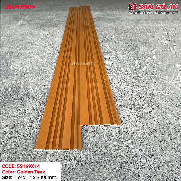 Lam 5 sóng gỗ nhựa ngoài trời ASA Kosmos 5S169X14 Golden Teak