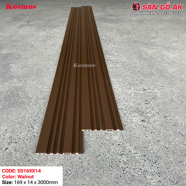Lam 5 sóng gỗ nhựa ngoài trời ASA Kosmos 5S169X14 Walnut