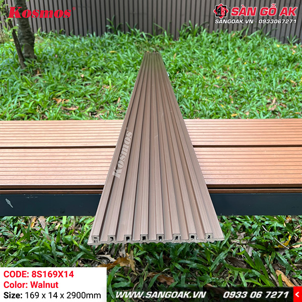 Lam 8 sóng gỗ nhựa ngoài trời ASA Kosmos 8S169X14 Walnut