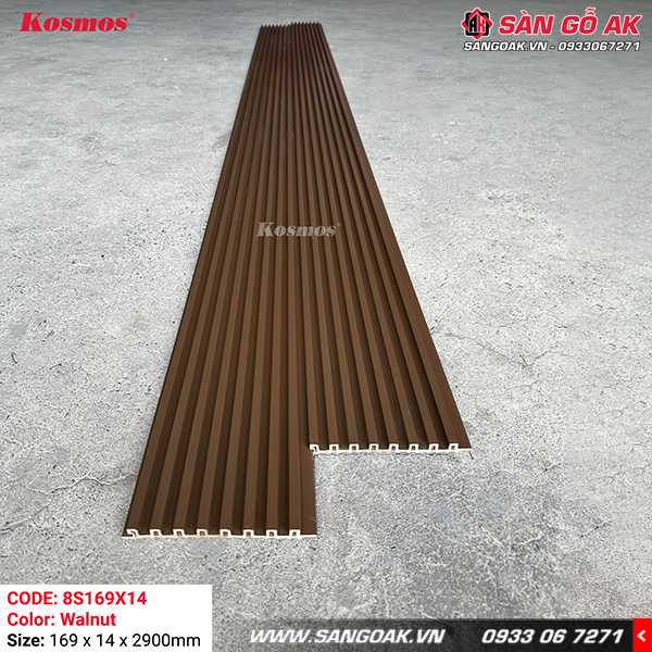 Lam 8 sóng gỗ nhựa ngoài trời ASA Kosmos 8S169X14 Walnut
