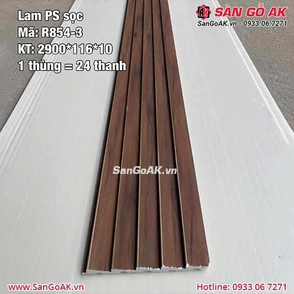 Tấm ốp lam sóng PS sọc R854-3 vân gỗ nâu