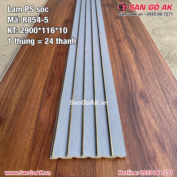 Tấm ốp lam sóng PS sọc R854-5 vân kim loại xước xám