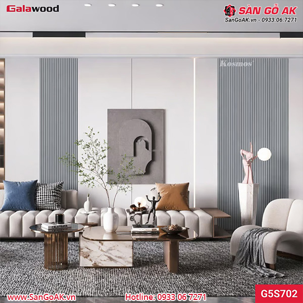 Lam sóng than tre Galawood G5S702 vân đơn sắc xám nhạt