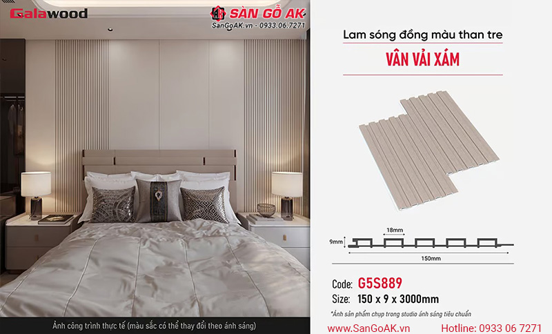 Lam sóng than tre Galawood G5S889 vân vải xám