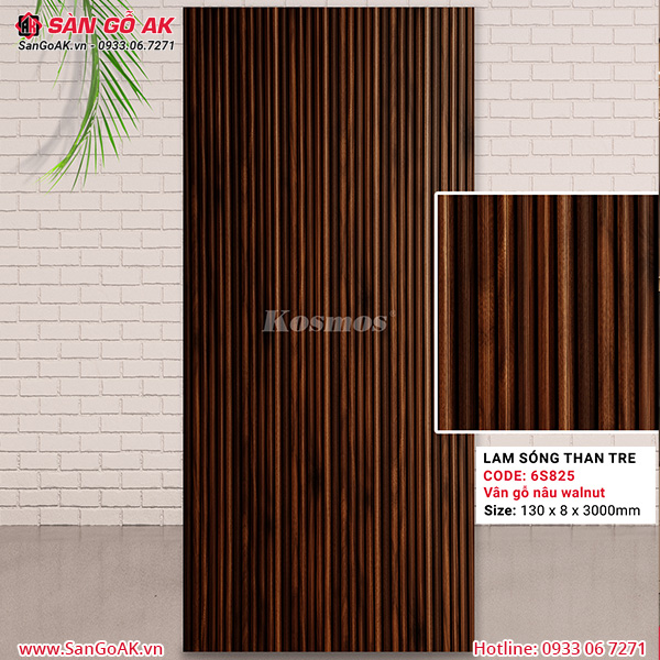 Lam sóng than tre Kosmos 6S-825 vân gỗ nâu walnut