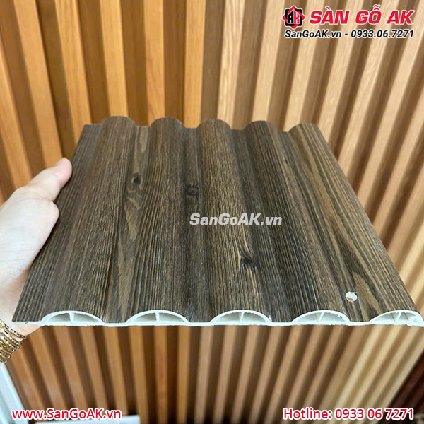 Tấm ốp lam sóng tròn vân gỗ nâu óc chó