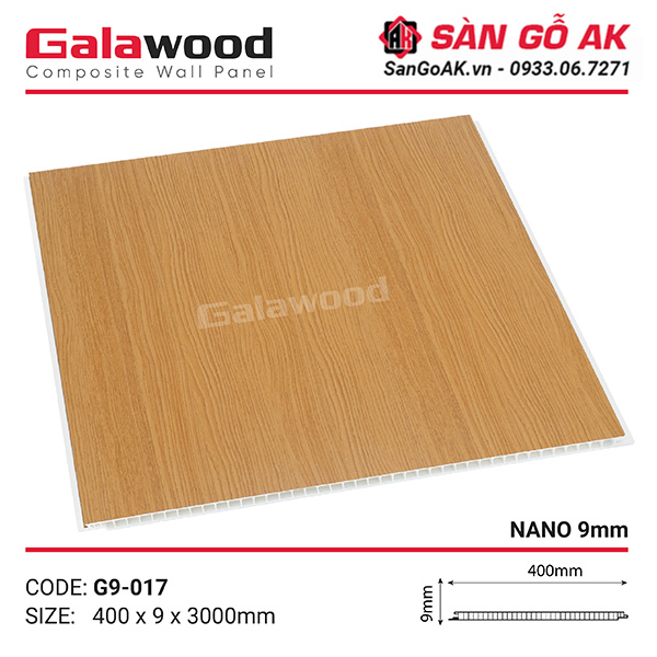 Tấm ốp Nano Galawood G9-017 vàng đậm vân gỗ