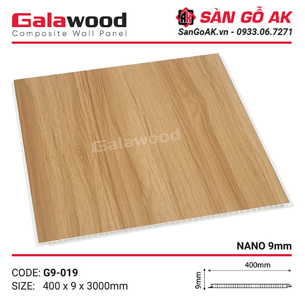Tấm ốp Nano Galawood G9-019 vàng sồi nhạt vân gỗ