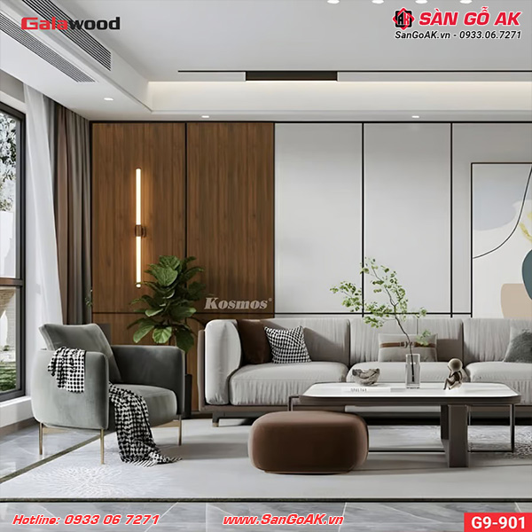 Tấm ốp Nano Galawood G9-901 vân gỗ nâu óc chó