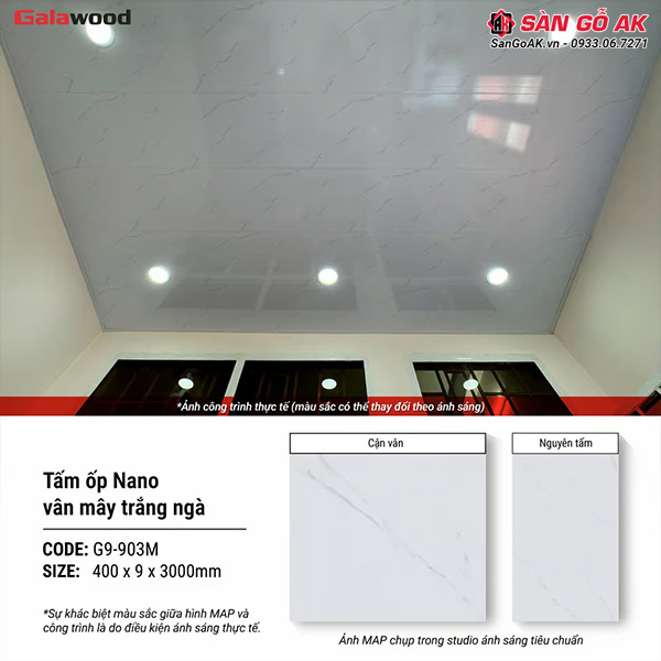 Tấm ốp Nano Galawood G9-903M vân đá mây trắng