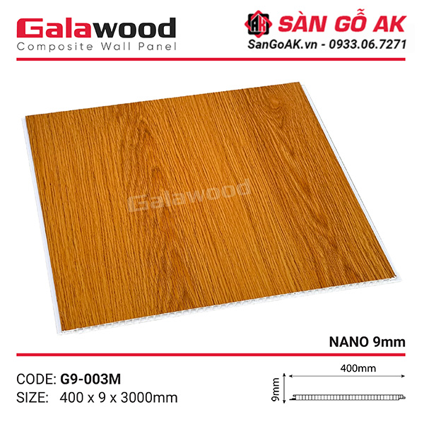 Tấm ốp Nano Galawood G9-003M vàng sồi đậm vân gỗ