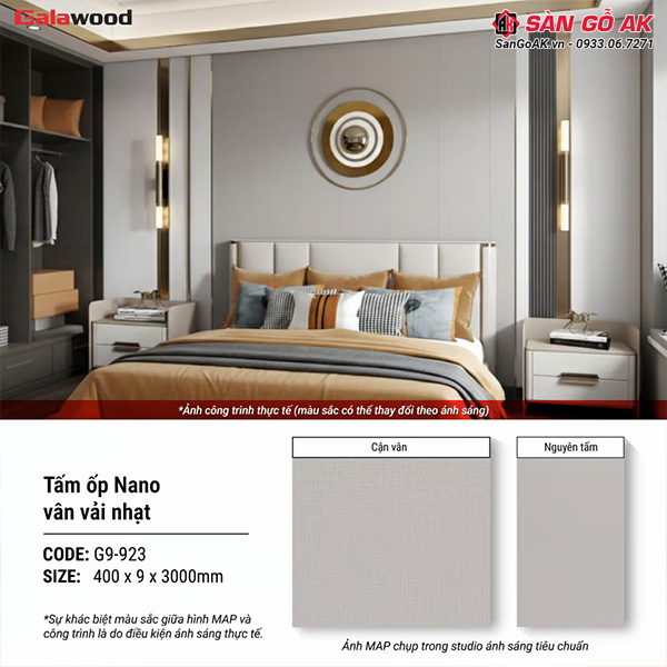 Tấm ốp Nano Galawood G9-923 vân vải xám nhạt