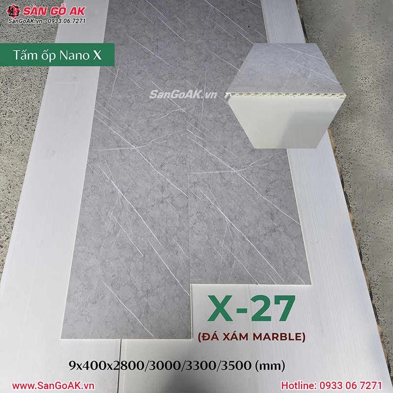 Tấm ốp Nano giá rẻ X-27 đá xám Marble