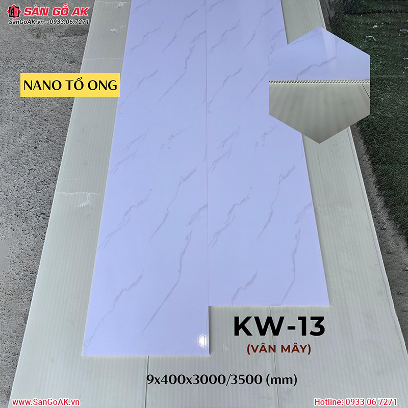 Tấm ốp Nano tổ ong KW-13 giả đá trắng vân mây