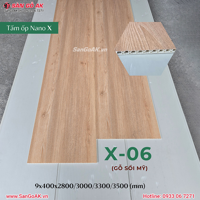 Tấm ốp Nano giá rẻ X-06 gỗ sồi Mỹ