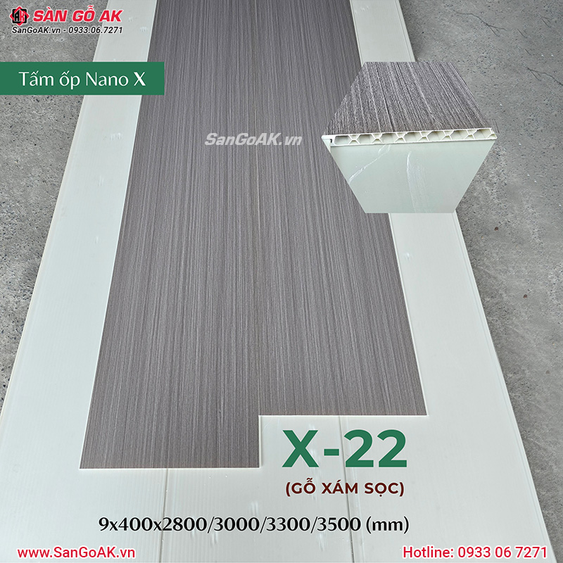 Tấm ốp Nano giá rẻ X-22 gỗ xám sọc