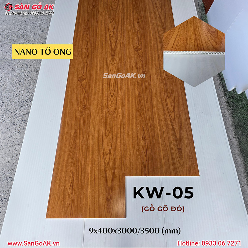 Tấm ốp Nano tổ ong KW-05 vân gỗ gõ đỏ