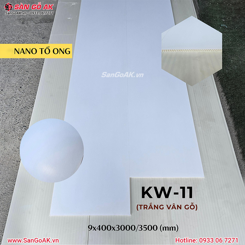 Tấm ốp Nano tổ ong KW-11 vân gỗ trắng