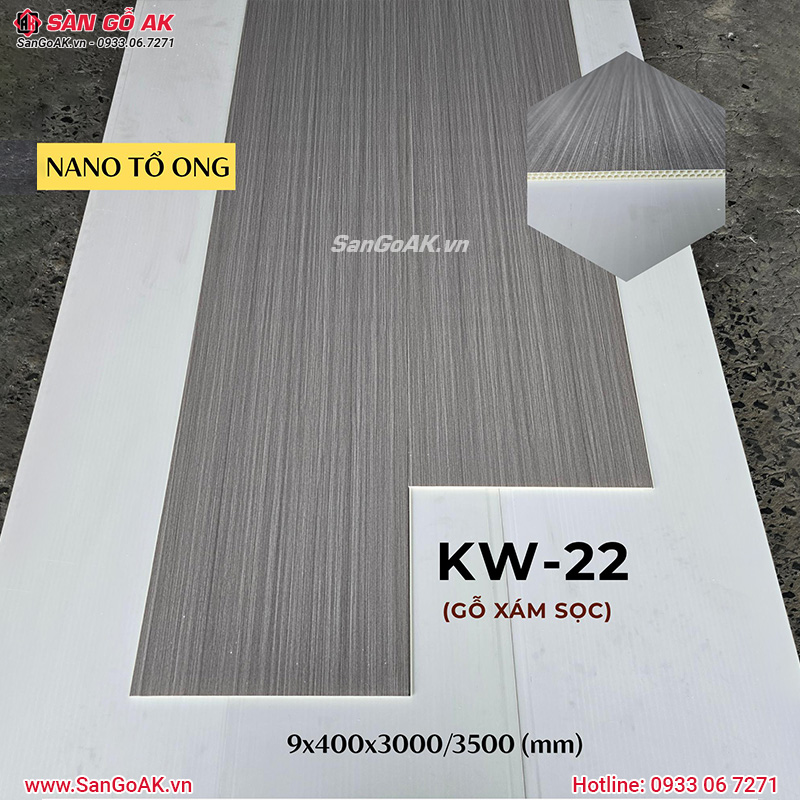 Tấm ốp Nano tổ ong KW-22 vân gỗ xám sọc