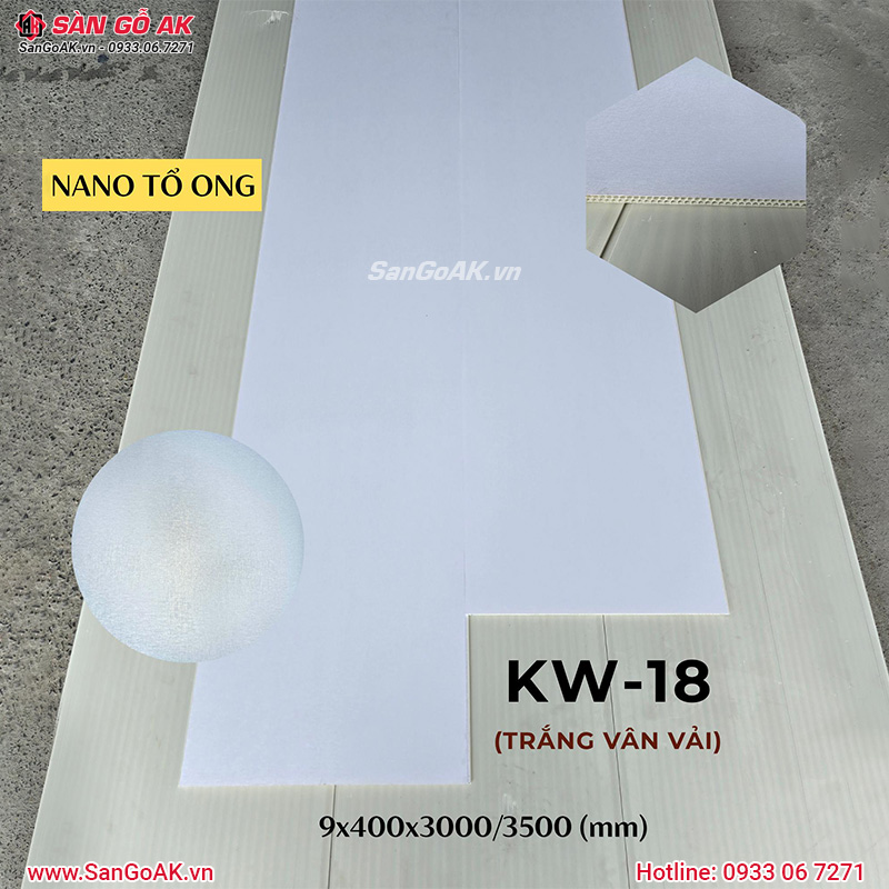 Tấm ốp Nano tổ ong KW-18 vân vải trắng