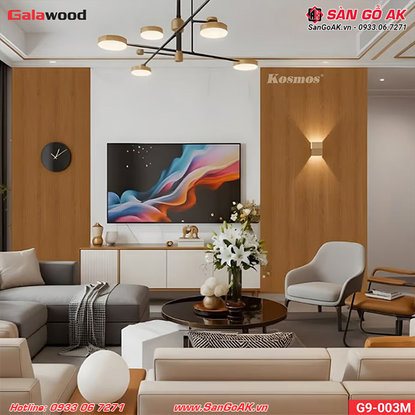 Tấm ốp Nano Galawood G9-003M vàng sồi đậm vân gỗ