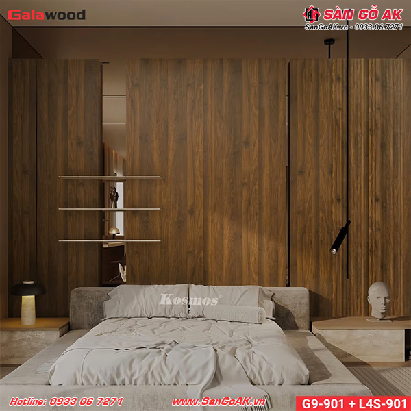 Tấm ốp Nano Galawood G9-901 vân gỗ nâu óc chó