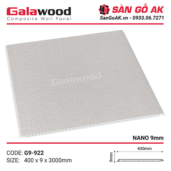 Tấm ốp Nano Galawood G9-922 vân vải xám