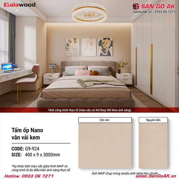 Tấm ốp Nano Galawood G9-924 vân vải kem