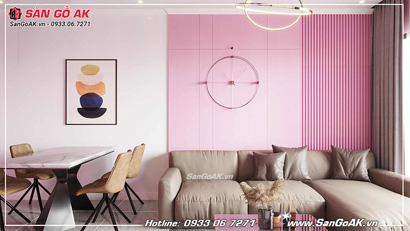 Tấm nhựa Nano ốp tường màu hồng pastel FX69