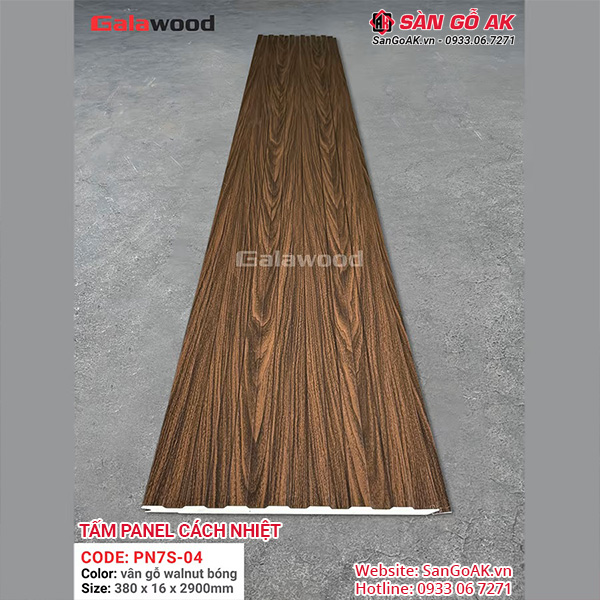 Tấm Panel Cách Nhiệt 7 Sóng PN7S-04 Màu Nâu Walnut