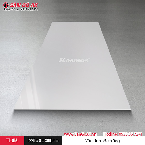 Tấm ốp than tre Kosmos đơn sắc trắng TT-816