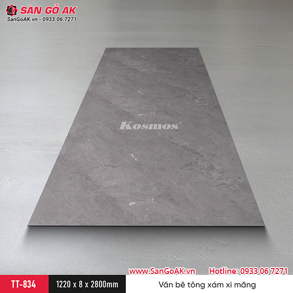 Tấm ốp than tre Kosmos vân bê tông xi măng xám TT-834