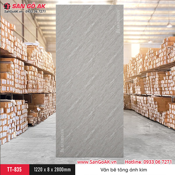 Tấm ốp than tre Kosmos vân bê tông xi măng ánh kim TT-835