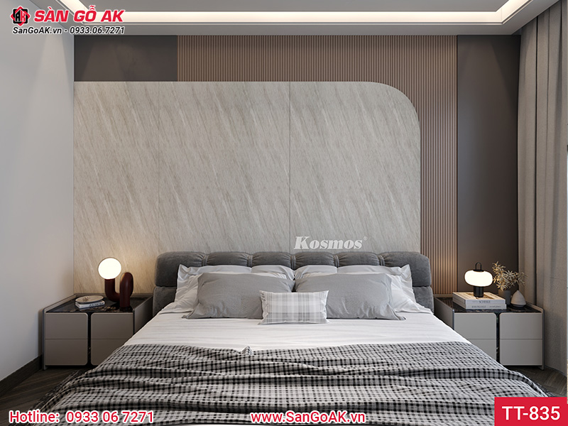 Tấm ốp than tre Kosmos vân bê tông xi măng ánh kim TT-835