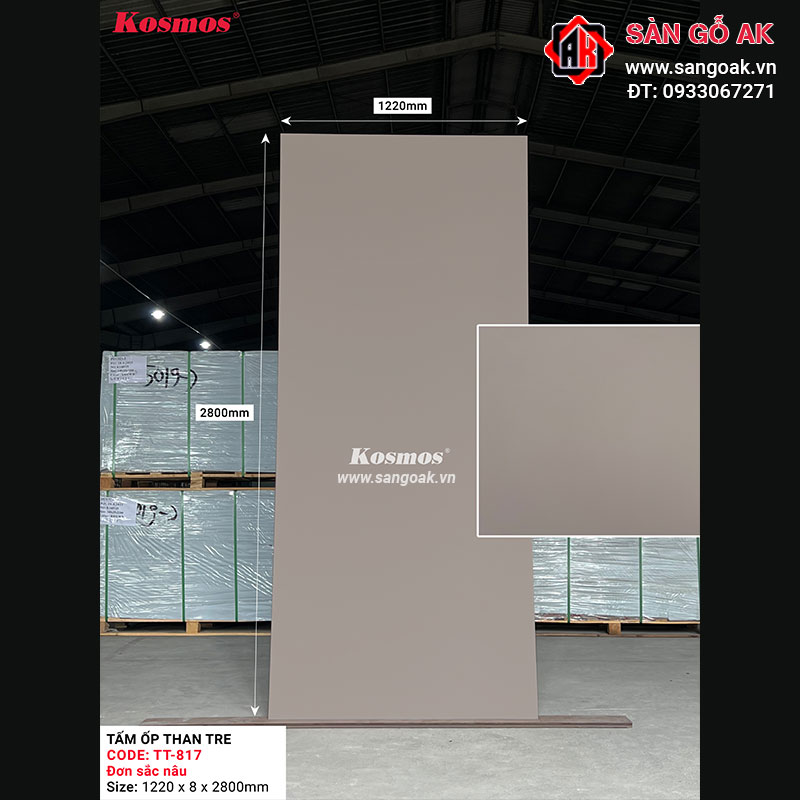 Tấm ốp than tre Kosmos đơn sắc nâu TT-817