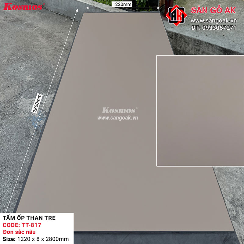 Tấm ốp than tre Kosmos đơn sắc nâu TT-817